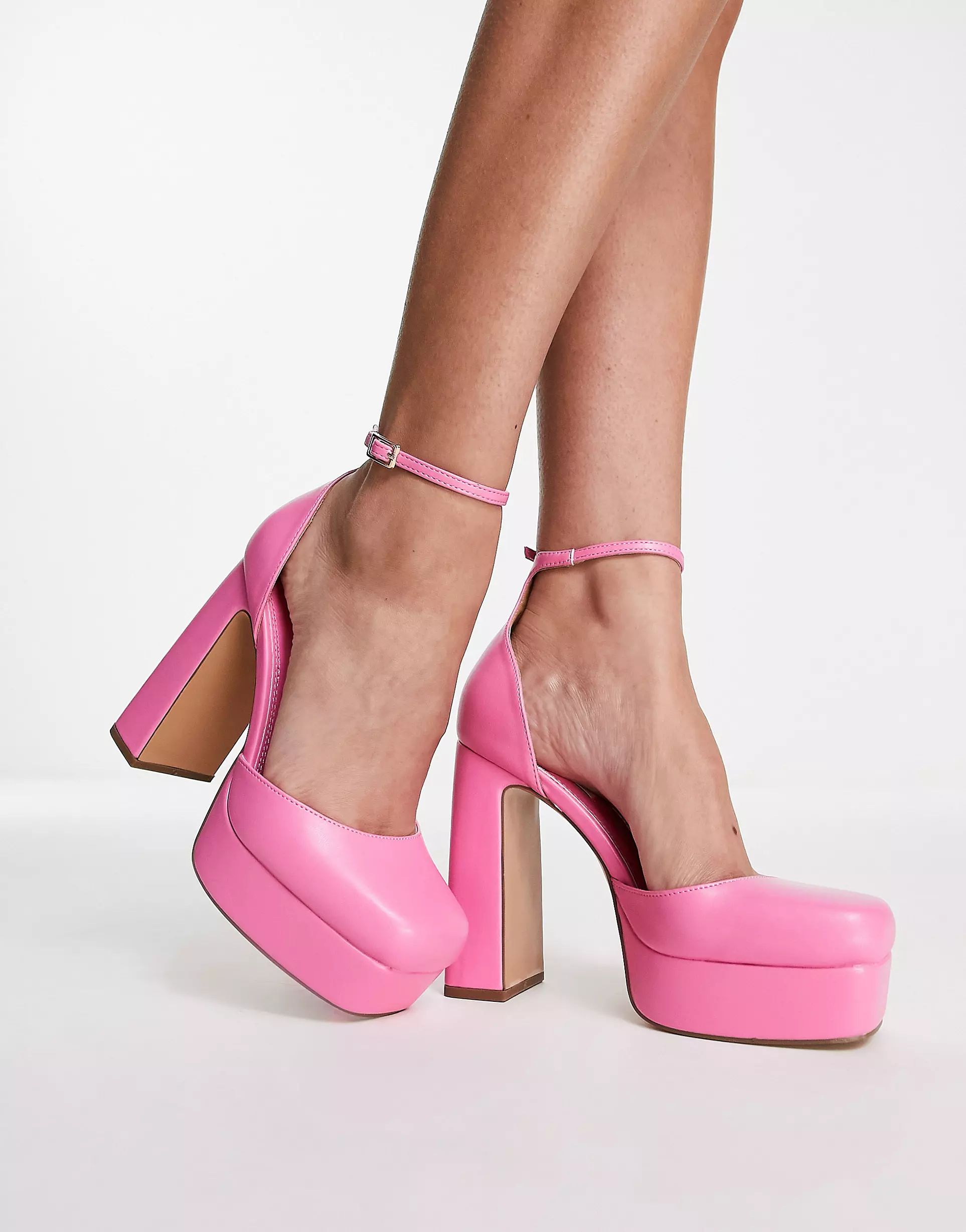 NA-KD platform heeled shoes in pink | ASOS (Global)