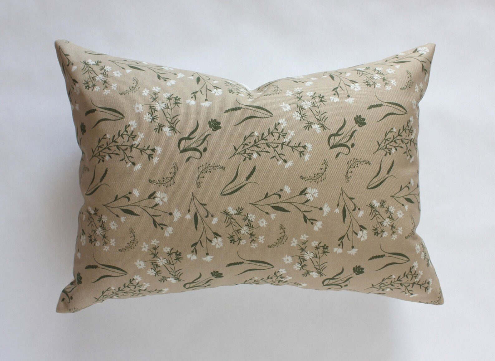 Tan Floral Throw Pillow 14x20, Neutral Lumbar Pillow Cover 12x20, Beige Lumbar Throw Pillow, Crea... | Etsy (US)