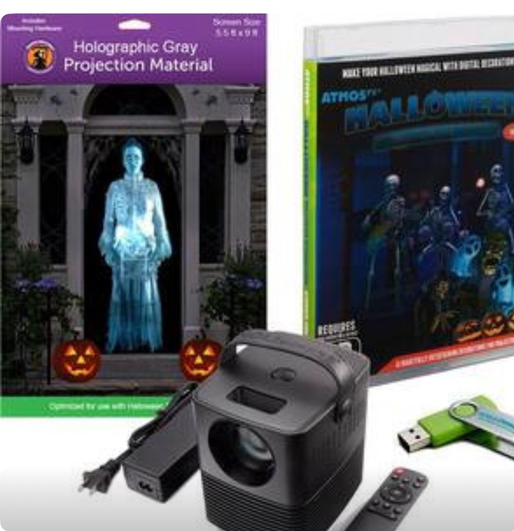 Turn your home into a haunted show with this AtmosFX Halloween Hollusion Digital Decoration Kit 🎃👻 This easy-to-use USB projector and gray screen set creates super realistic hologram-style effects that will wow trick-or-treaters and party guests alike. Perfect for windows, doorways, or even your yard setup—just plug it in and let the scares begin! 🕸️✨

#LTKSeasonal #LTKHome #LTKFamily