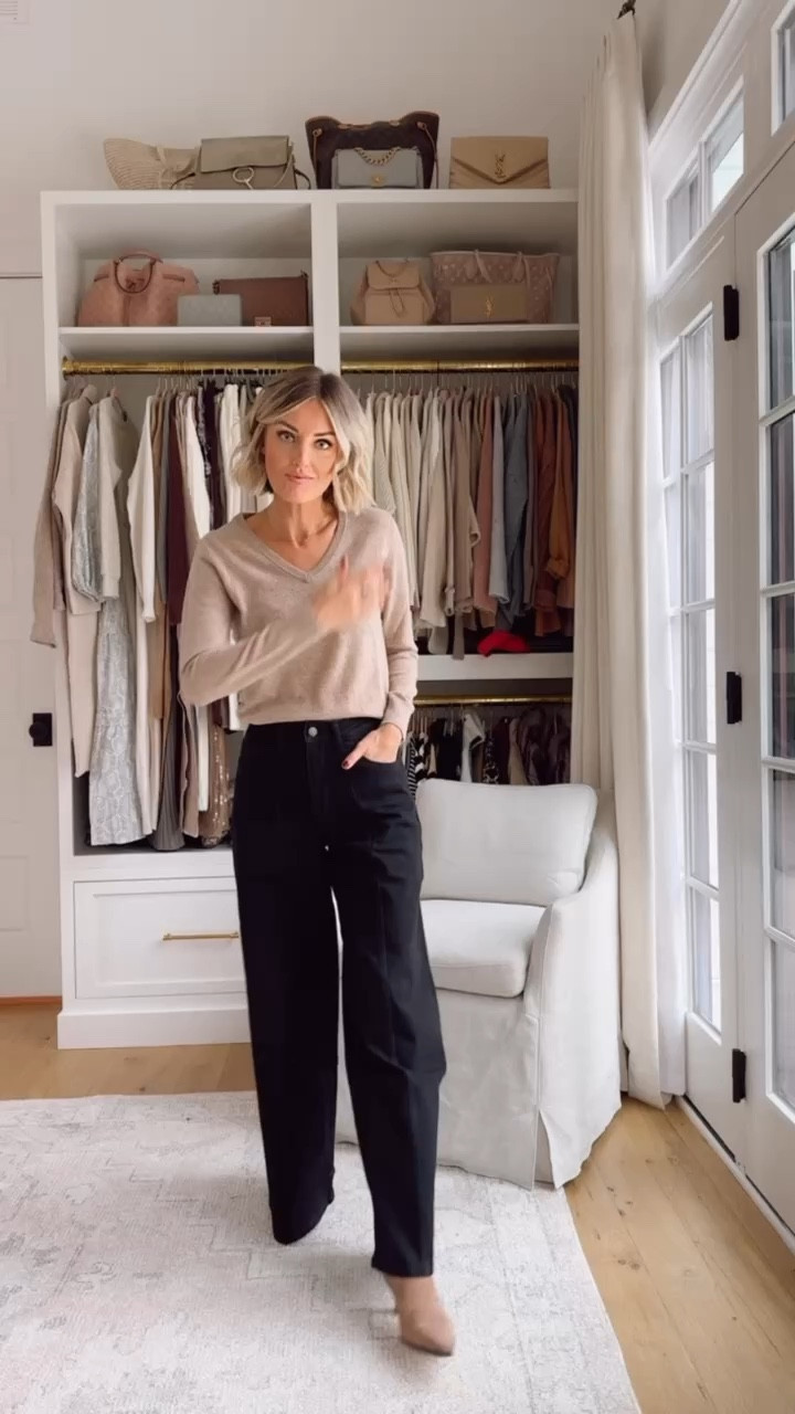 This sweater is sigh high quality at an amazing price point! Wearing XS/25!

Loverly Grey, cashmere sweater, classic sweater, closet staples, wide leg jeans, black jeans, winter outfit 

#LTKStyleTip #LTKSeasonal