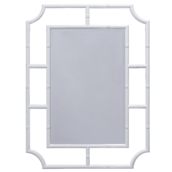 Worlds Away Marian Bamboo Frame Wall Mirror in White | The Well Appointed House