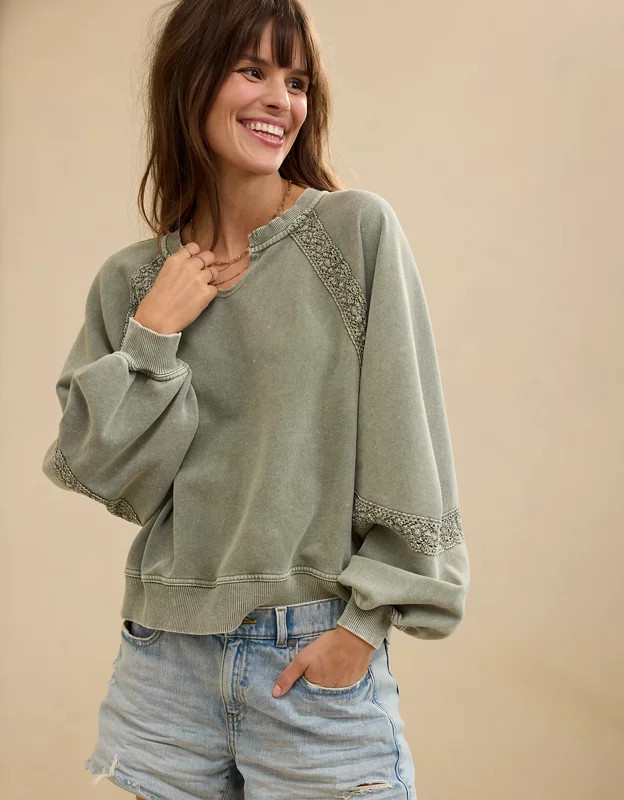 Aerie Hey Crochet Sweatshirt | Aerie