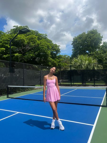 hi Barbie 🩷🎀🌸🎟️

activewear pink dress : Gilly hicks
white scrunch socks: Los Angeles apparel 
white sneakers: adidas 