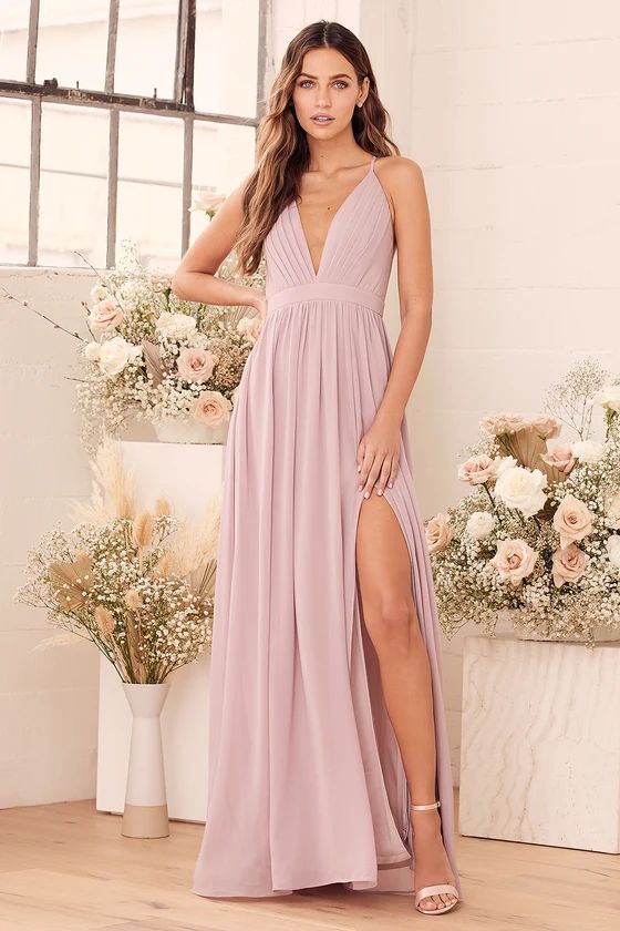 Ballroom Bliss Dusty Lilac Pleated Maxi Dress | Lulus (US)