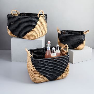 Woven Seagrass Baskets - Natural & Black | West Elm (US)