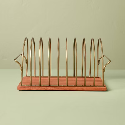 Vinyl Storage Solution Wood/Brass - Hearth & Hand™ with Magnolia | Target