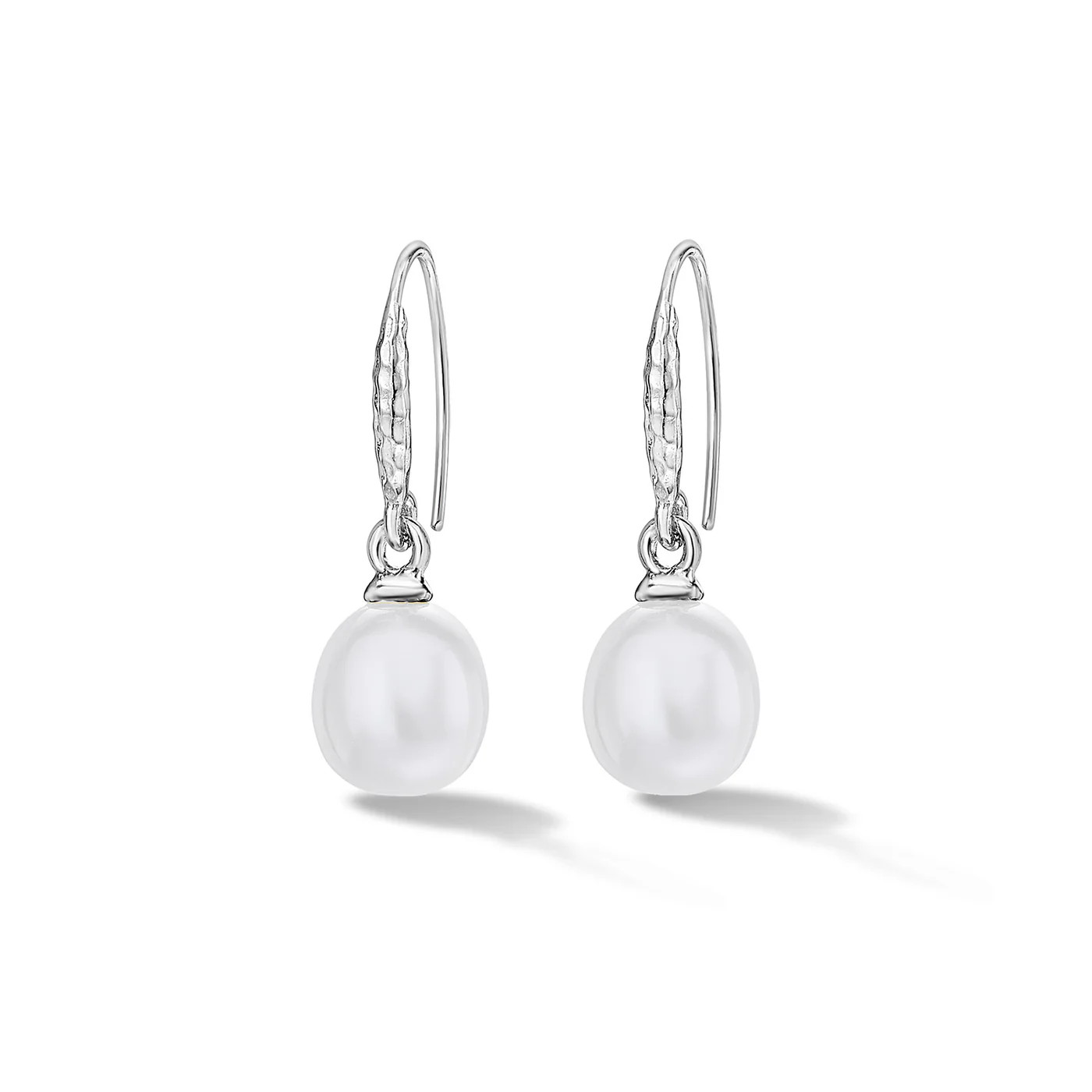8mm Oval White Luna Pearl Drop Earrings | Dower & Hall (Global)