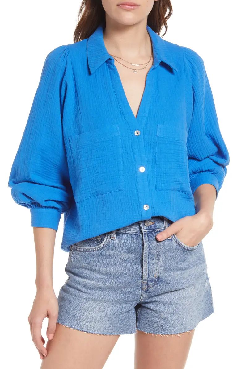 Lauren Cotton Gauze Button-Up Shirt | Nordstrom