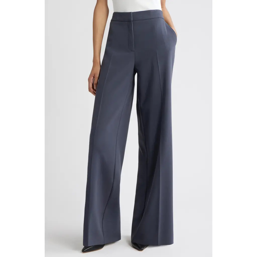 Nordstrom The Lennox Wide Leg Trousers in Grey Ebony at Nordstrom Rack, Size 4 | Nordstrom Rack