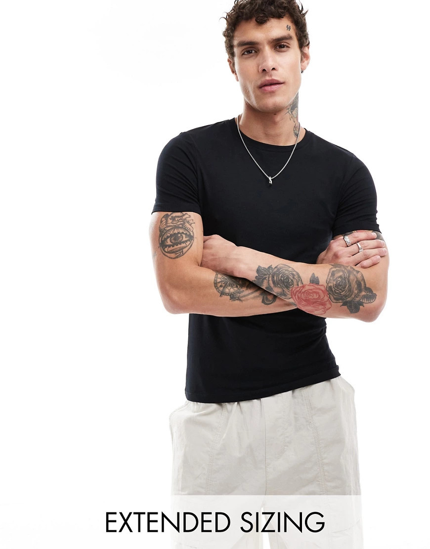 ASOS DESIGN essential muscle fit t-shirt in black | ASOS (Global)