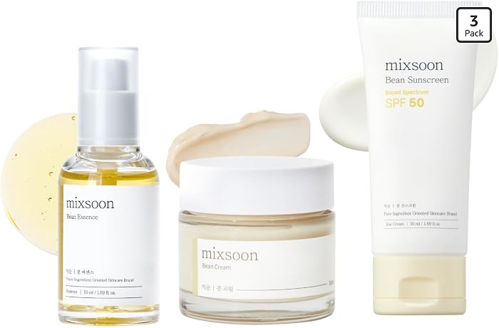 mixsoon Daily Bean Signature Set, Bean Essence + Bean Cream + Bean Sunscreen, 3-Step Korean Skin ... | Amazon (US)