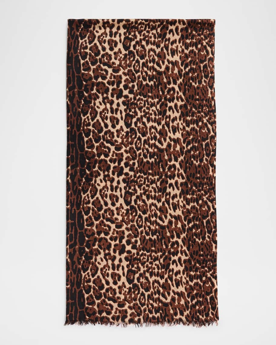 Sofia Cashmere Lightweight Cashmere Leopard-Print Scarf | Neiman Marcus