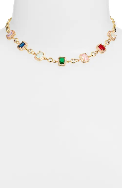 VIDAKUSH Multi Cubic Zirconia Choker Necklace in Gold/multi at Nordstrom, Size 14 | Nordstrom