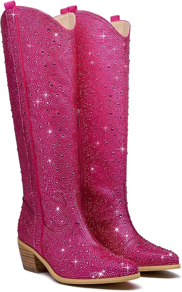 B-rhinestone Fuchsia(knee High Shaft) | Amazon (US)