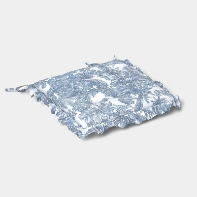 Cotton Floral Toile Ruffle Chair Pad Blue - Threshold™ | Target