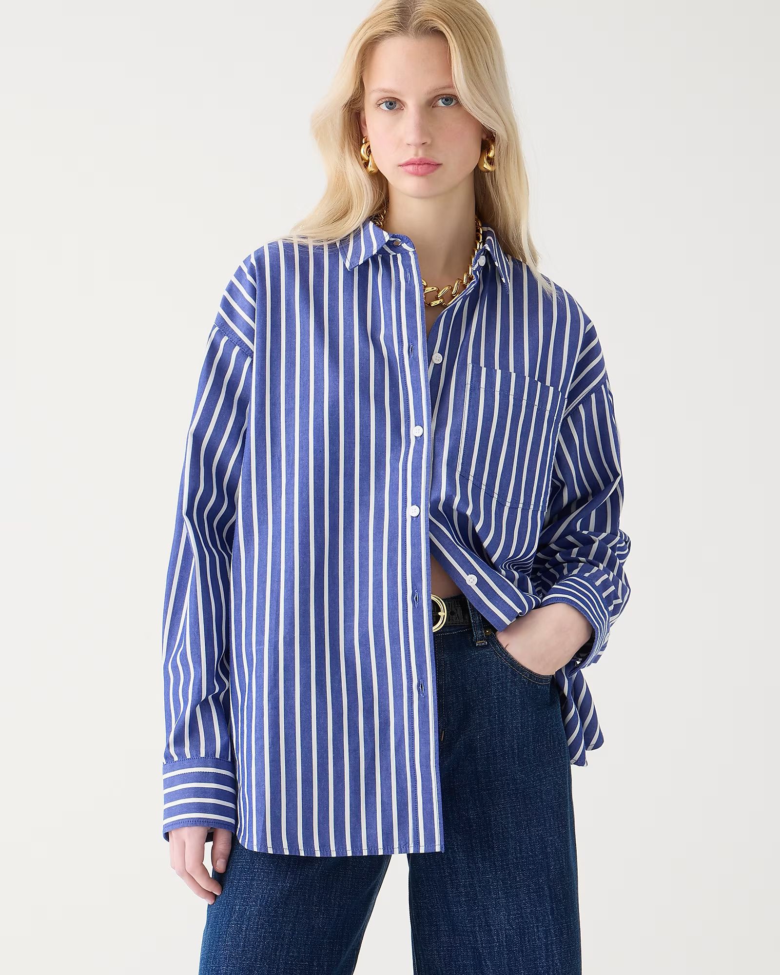 Étienne oversized shirt in striped lightweight oxford | J.Crew US