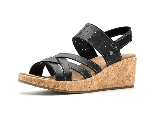 Skechers Women's ARCH FIT BEVERLEE 2.0 - NATURAL ERA, Laser cut detail with adjustable slingback, Black, 9M | Amazon (US)