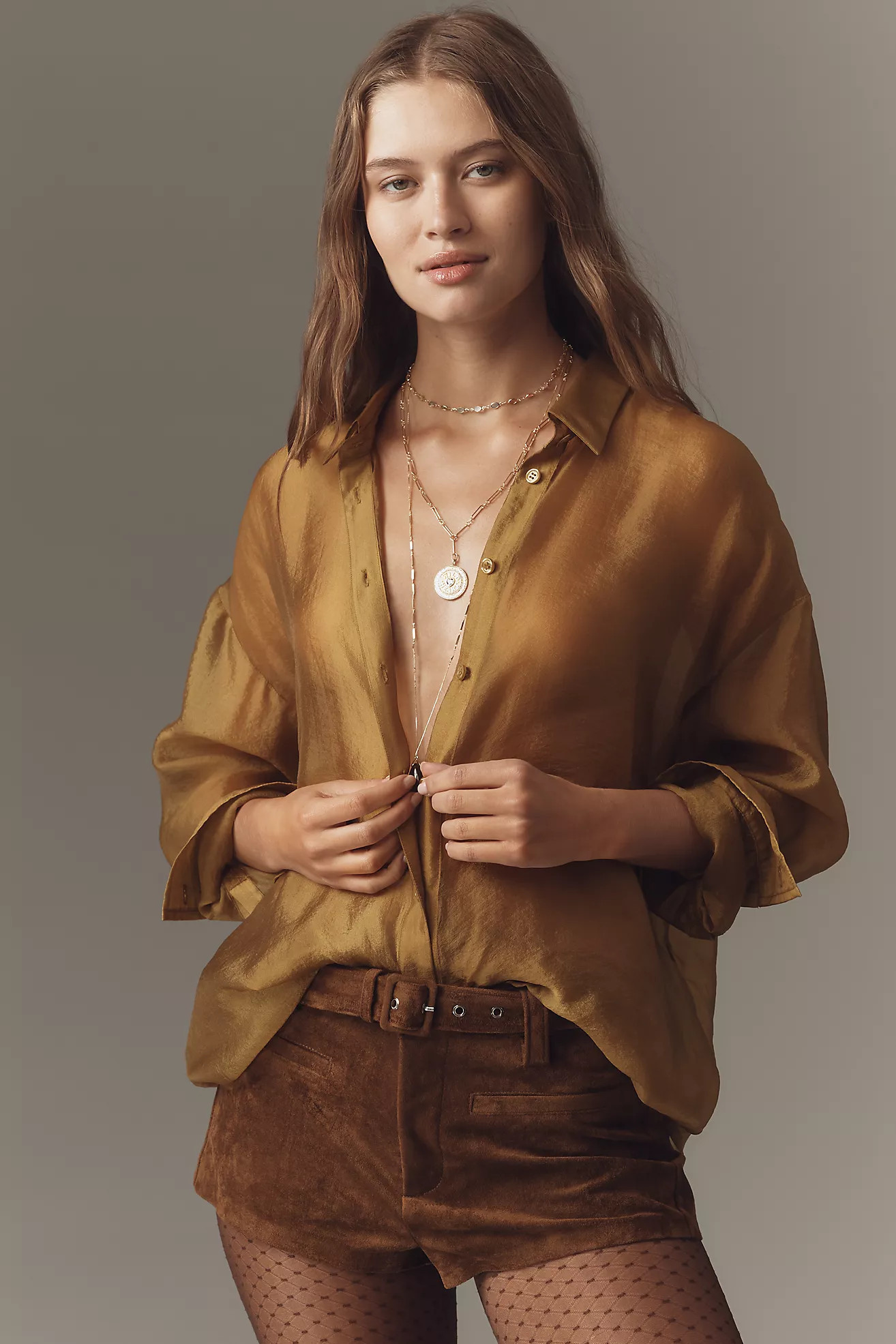 By Anthropologie Sheer Long-Sleeve Buttondown | Anthropologie (US)