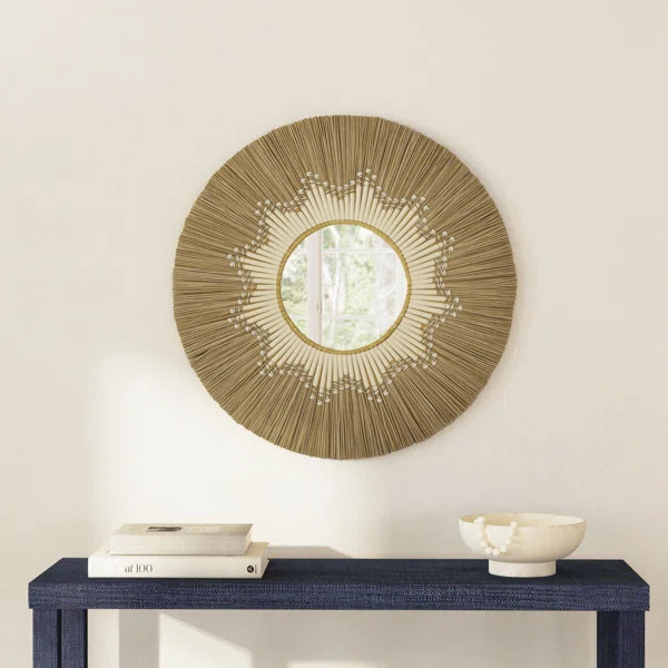 Mendong Seagrass 30" Round Mirror | Wayfair North America