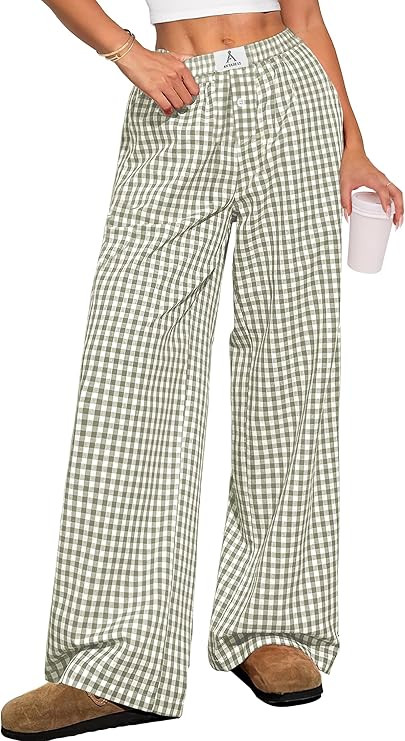 ANRABESS Womens Striped Gingham Pants 2026 Pajama Lounge Boxer Pants Cute Comfy PJ Bottoms with P... | Amazon (US)