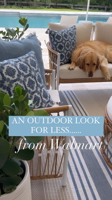 Shop this beautiful outdoor set from Walmart! Powdered coated for rust resistance, cushions that tie and weatherproof wicker. It's a high end look for less!!  

#LTKhome