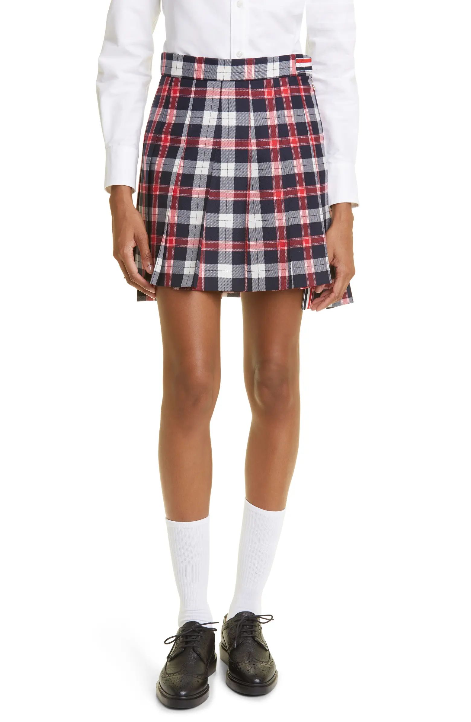 Tartan Pleated High-Low Miniskirt | Nordstrom