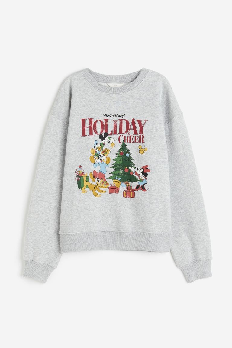Sweatshirt with Motif - Gray melange/Mickey Mouse - Ladies | H&M US | H&M (US + CA)