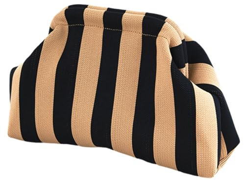 Clutch Purses for Women Summer Beach Woven Crochet Handbag Dumpling Striped Ruched Cloud Purse colorblock Evening Bag black yellow | Amazon (US)