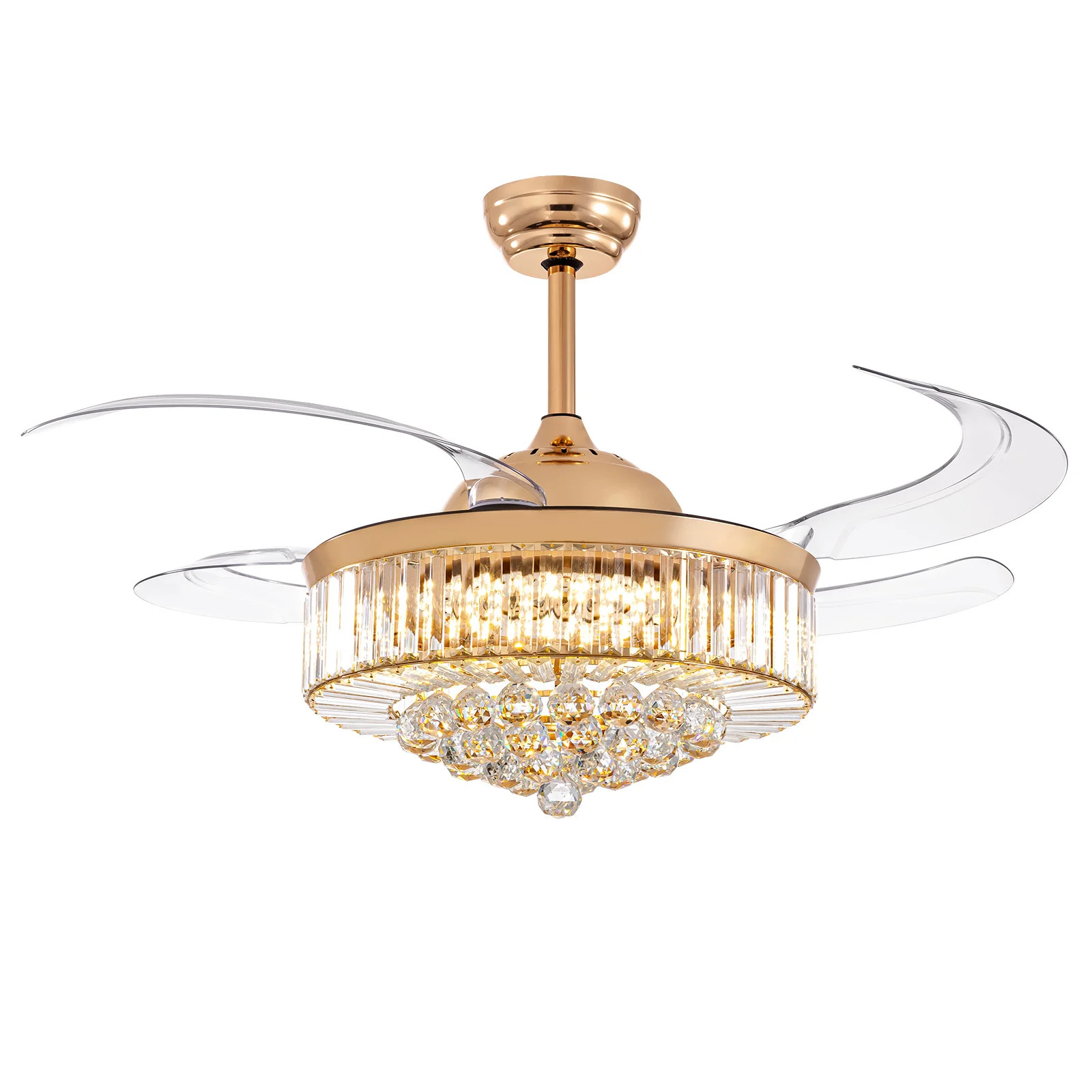 Houstyn Dimmable Crystal Ceiling Fan with LED Lights and Remote Control | Wayfair North America
