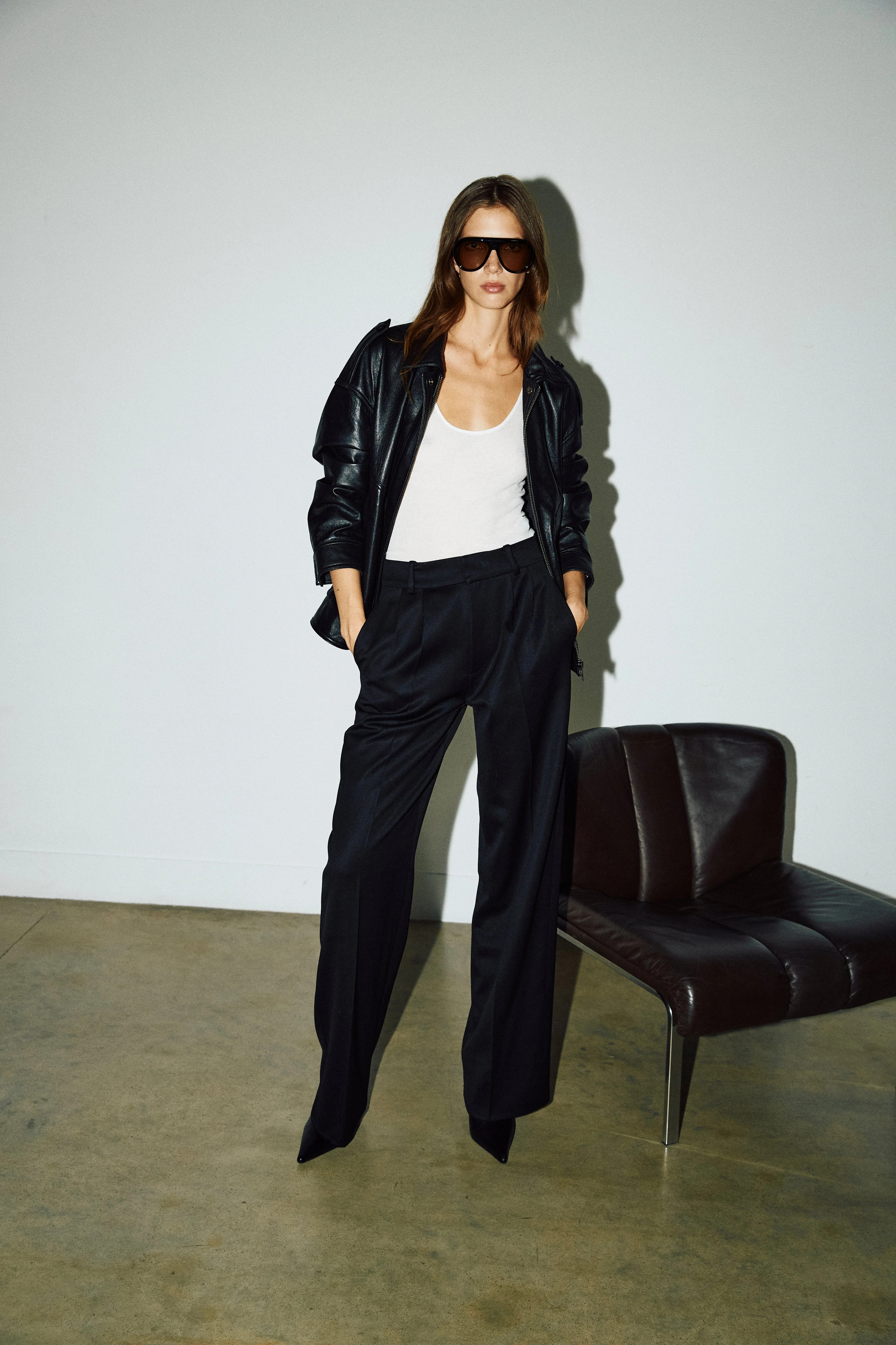 Black Vintage Leather Bomber Jacket | DE SAVARY LONDON