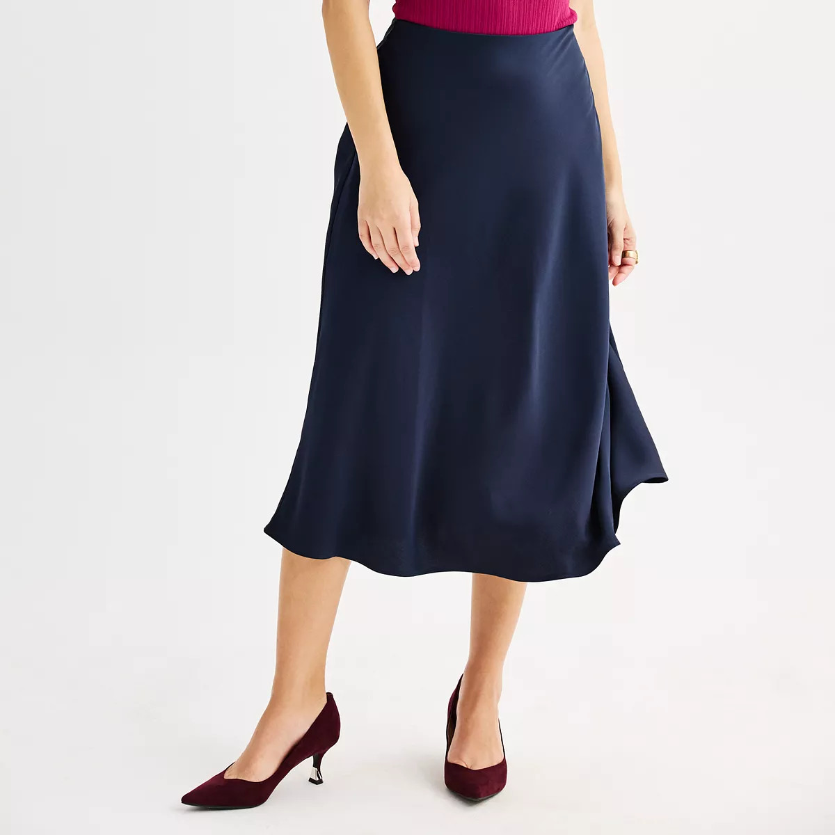 Women's Nine West Satin High Waisted Midi Skirt | Kohl's
