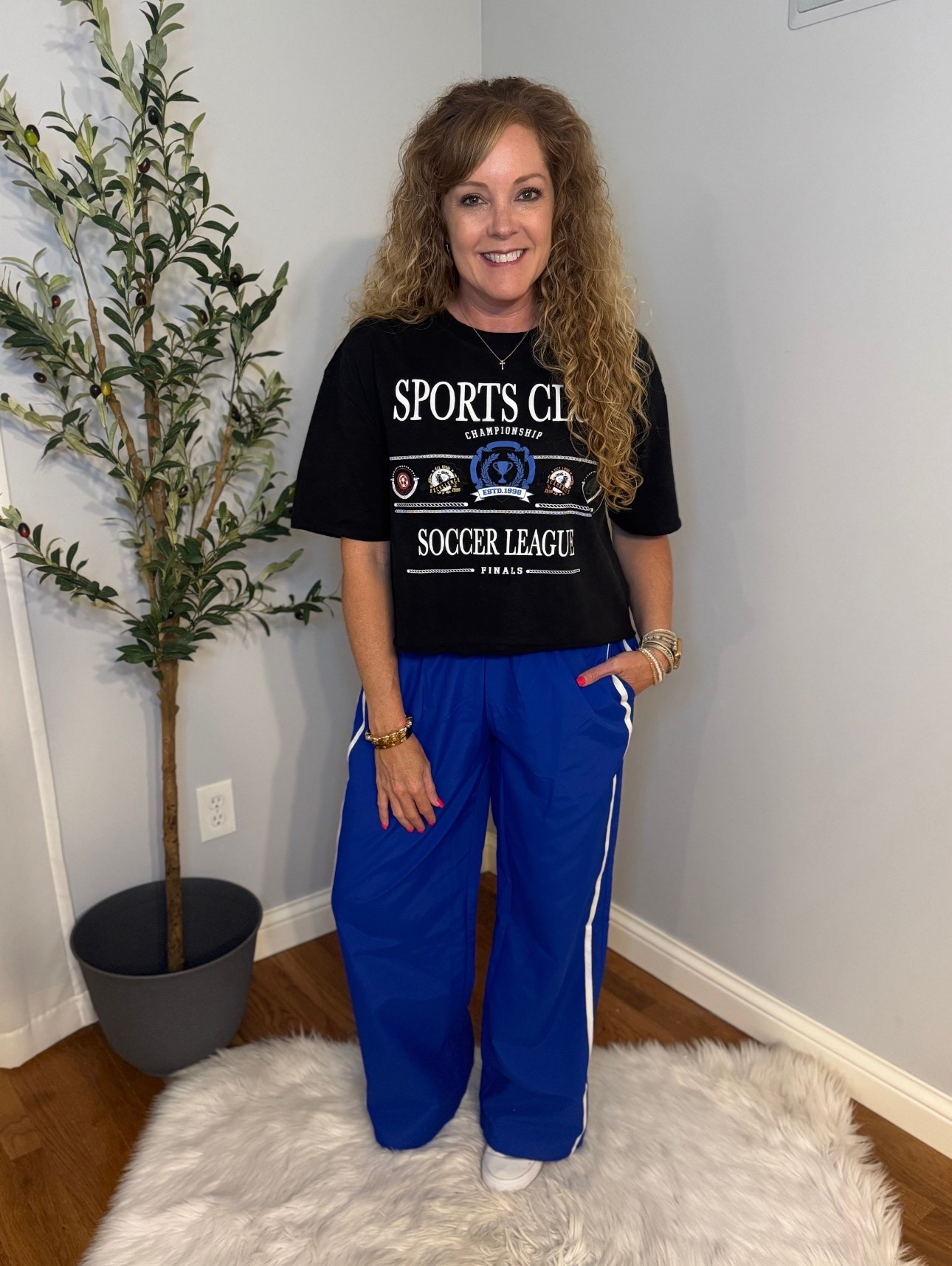 Walmart✨ outfit  / over 40 fashion / affordable fashion 

Tee- medium 
Track pants- small
Sneakers- sized down .5 size. Wearing size 7.5

#LTKootd #LTKmomlife #LTKOver40
