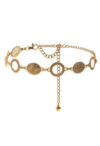 KBBYT Western Metal Concho Belt for Women Cowgirl Chain Belts for Dresses Jeans Country Concert Outfit (Gold-01, Fit Waist up to 36'') | Amazon (US)