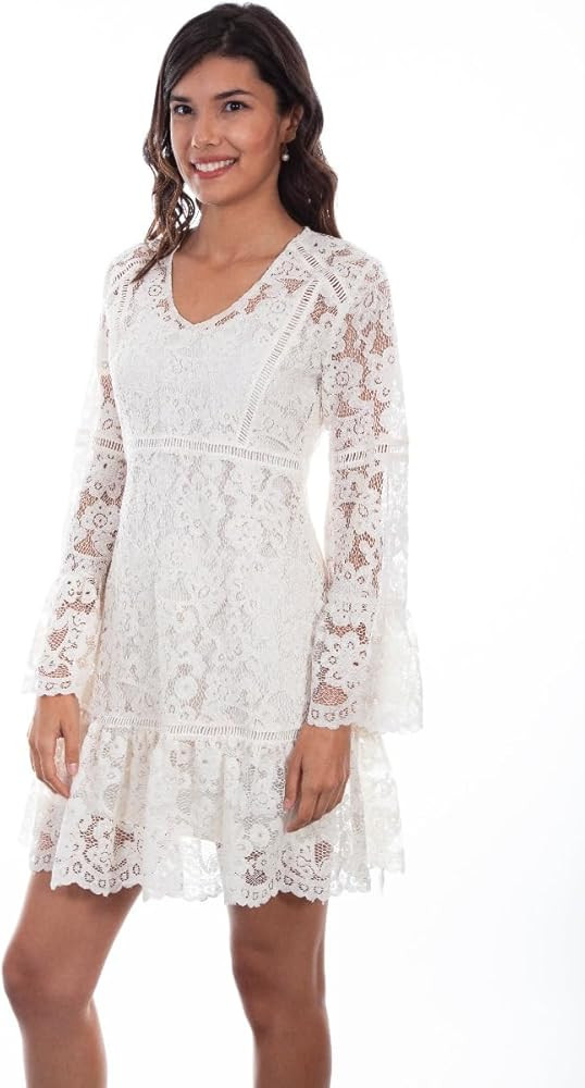 Scully Ivory Long Sleeve Womens Lace Dress HC557 | Amazon (US)