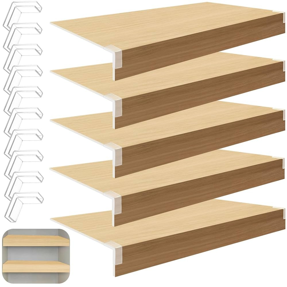 5 Pcs Wire Rack Covers, 24x10x2.5 in PVC Wire Shelf Cover for Pantry, Removable Closet Decoration... | Amazon (US)