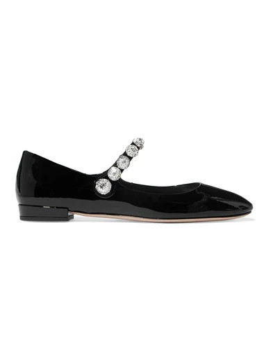 Crystal-embellished patent-leather ballet flats | NET-A-PORTER (UK & EU)