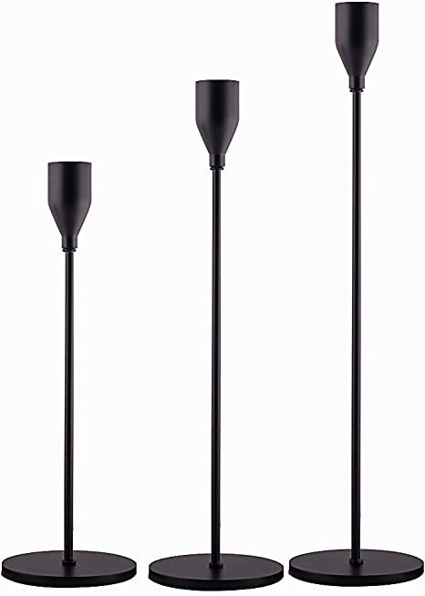 Amazon.com: SUJUN Matte Black Candle Holders Set of 3 for Taper Candles, Decorative Candlestick H... | Amazon (US)