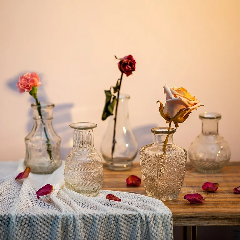 Nuptio Glass Vase for Centerpieces Cheap Bulk, Flower Bud Vases Set of 10, Clear Vases for Home D... | Walmart (US)