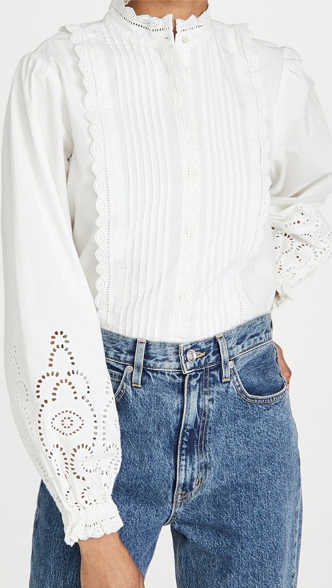 Crispy Cotton Top With Broderie Anglaise Details | Shopbop