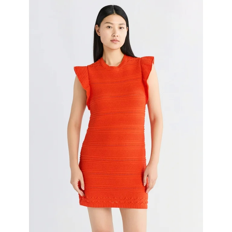 Free Assembly Women's Mini Sweater Dress with Flutter Sleeves, Size XS-2XL | Walmart (US)