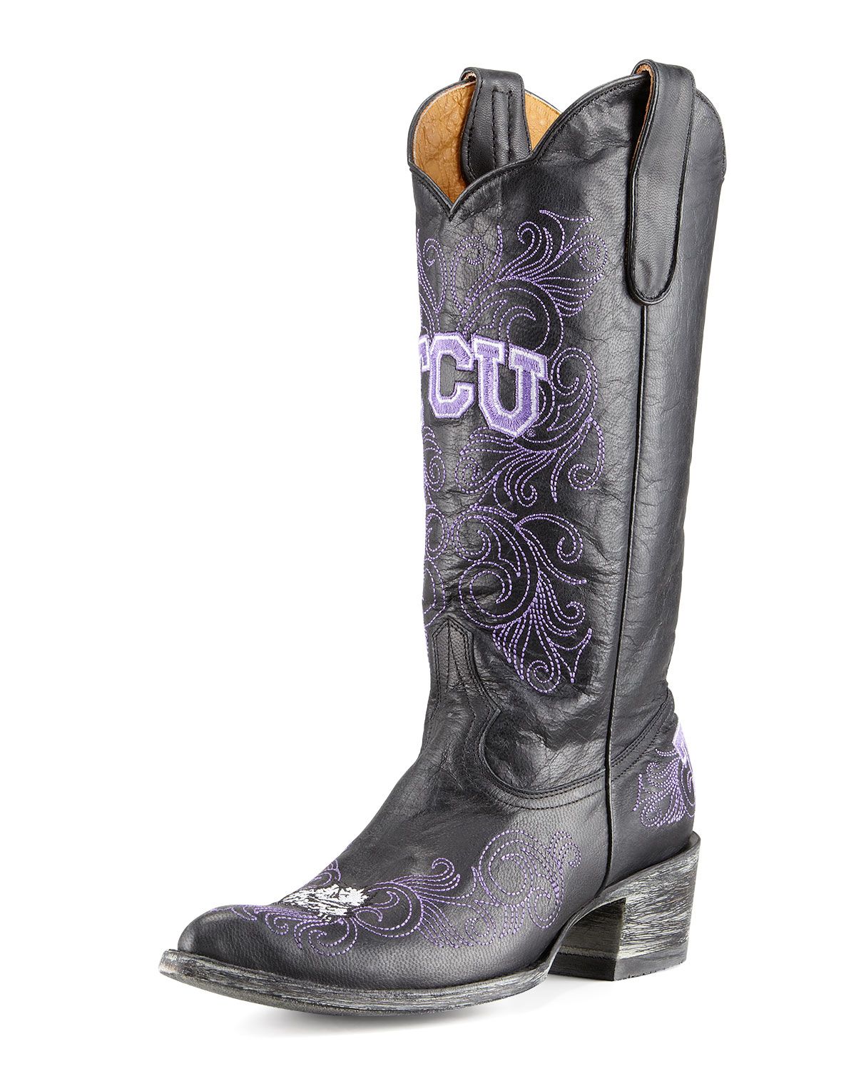 TCU Tall Gameday Boots, Black - Gameday Boot Company - Black (35.0B/5.0B) | Neiman Marcus