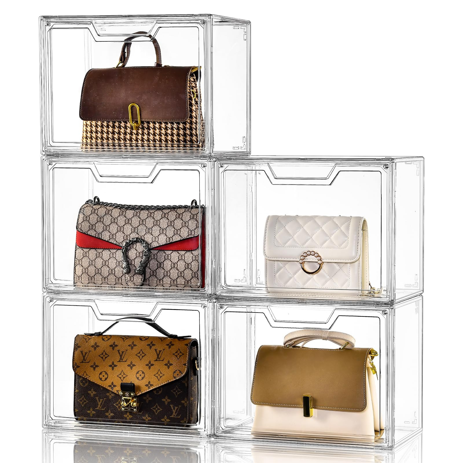 Purse Organizer for Closet,Clear Acrylic Display Case for Handbag Organizer, Purse Storage Box wi... | Amazon (US)