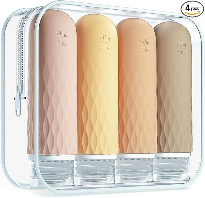 Gemice Travel Bottles for Toiletries, CAA Approved 90ml Silicone Travel Bottles, BPA Free Leak Pr... | Amazon (UK)
