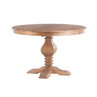 Linon Home Decor Reeser Natural Brown Wood top 48 W in. Round Pedestal Dining Table, 4 seat capac... | The Home Depot