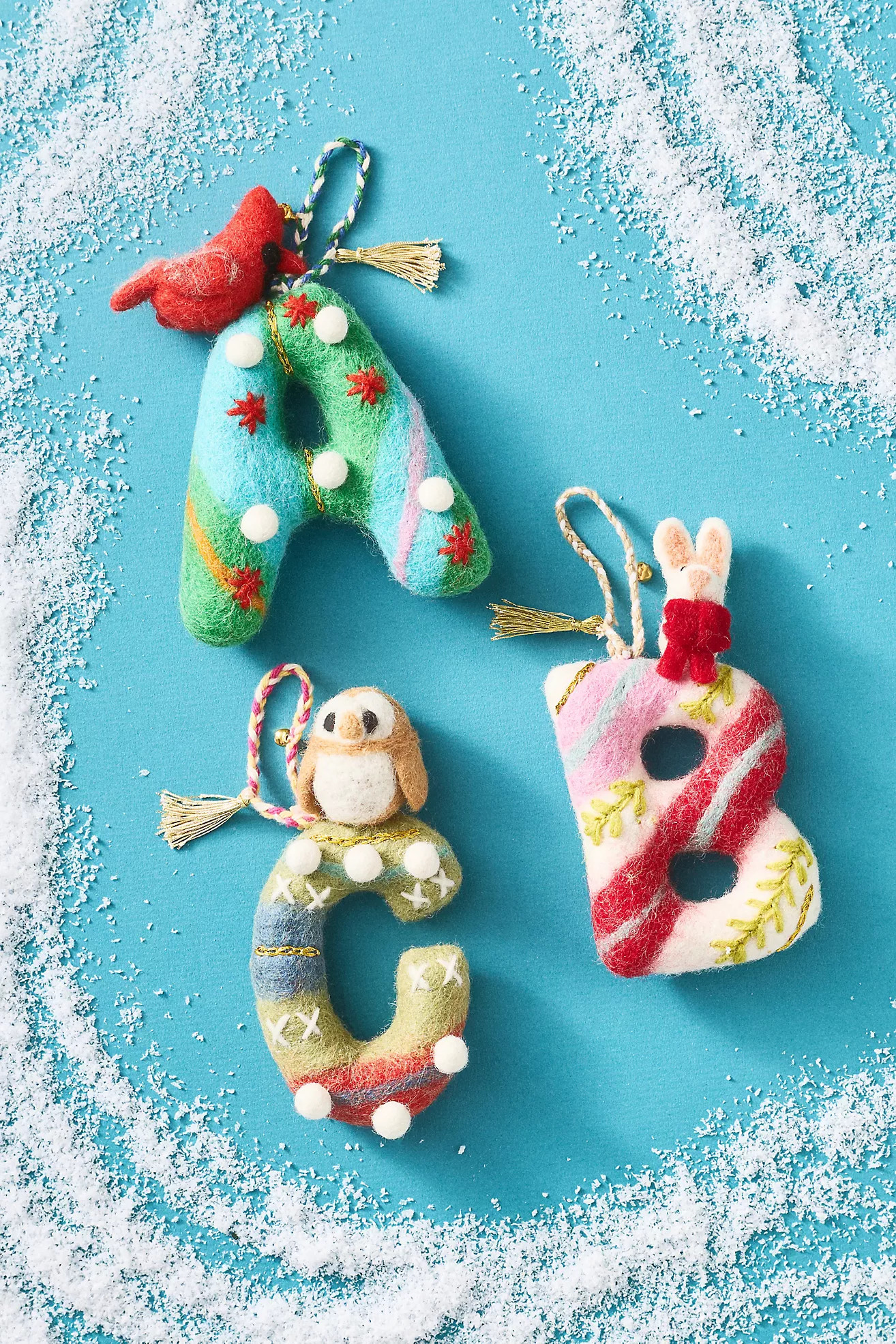 Forest Friends Monogram Wool Felt Ornament | Anthropologie (US)