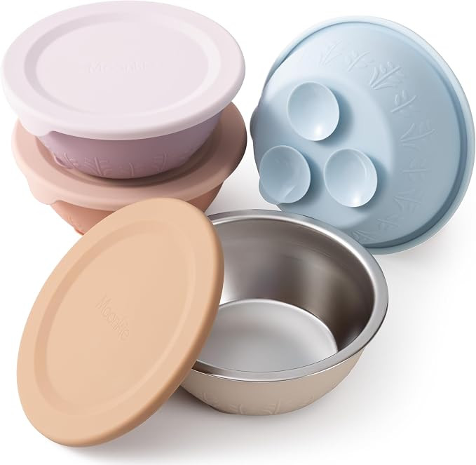 Moonkie Baby Suction Bowls for Self-Feeding: 3 Strong Suction Bases Prevent Spills - Seamless One... | Amazon (US)