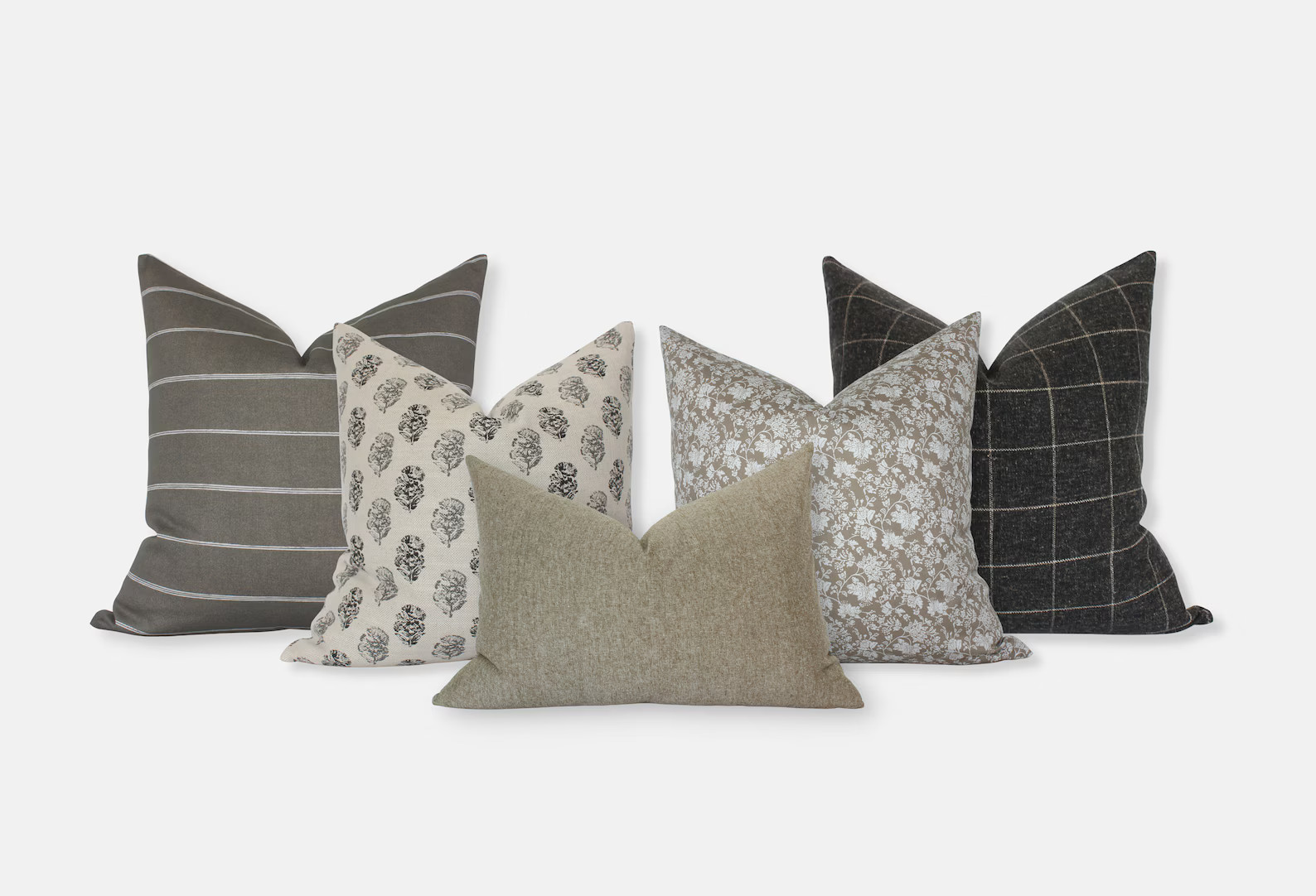 Sofa Pillow Cover Sets, Pillow Combo Set of 5, Brown Green Cream Throw Pillow Covers, Pillow Comb... | Etsy (US)