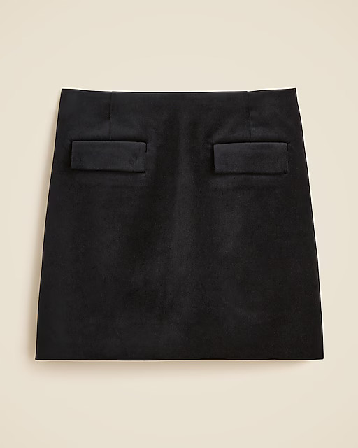 Petite flap-pocket mini skirt in velvet | J. Crew US