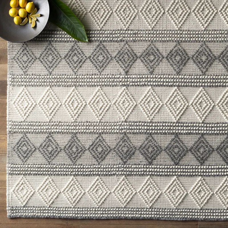 Clancy Geometric Handmade Flatweave Wool Beige/Gray/Cream Area Rug | Wayfair North America