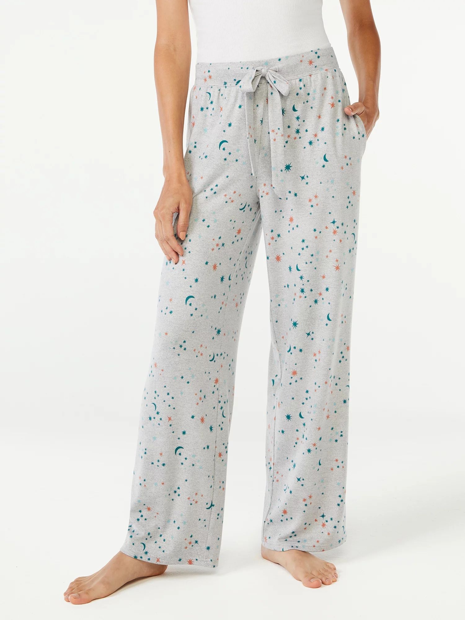 Joyspun Women's Hacci Knit Wide Leg Pajama Sleep Pant, Sizes up to 3X | Walmart (US)